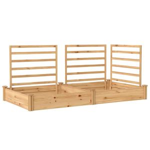 Outsunny Pat de grădină înălțat cu spalier Jardiniere din lemn cu 3 spaliere Perete despărțitor Bază deschisă 240 x 125 x 102 cm Lemn natural | Aosom Romania imagine