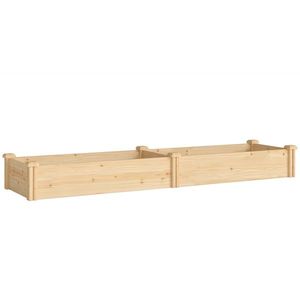 Outsunny Pat înălțat din lemn, cutie de plantare cu separator și bază deschisă, seră timpurie pentru grădină 235 x 66 x 26 cm lemn natural | Aosom Romania imagine