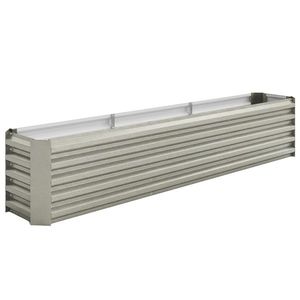 Outsunny Pat pătrat pentru grădină pat ridicat din oțel galvanizat bare de susținere și plăci de colț fund deschis 240x40x45cm gri argintiu | Aosom Romania imagine