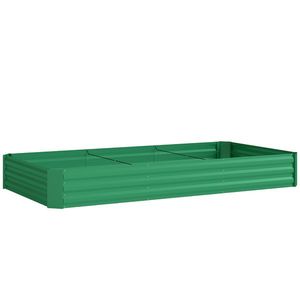 Outsunny Jardiniere de exterior, cadru galvanizat pentru cultivare cu margine de siguranță și fund deschis 240 x 120 x 30 cm verde | Aosom Romania imagine