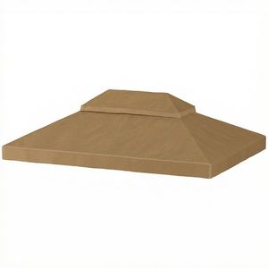 Outsunny Prelată de schimb pentru pavilion 4 x 3 m, acoperiș dublu cu orificii de scurgere, poliester 370 g/m², beige | Aosom Romania imagine