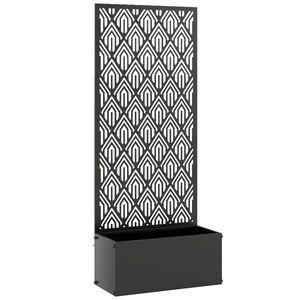 Outsunny Jardinieră cu spalier, ghiveci cu paravan, pentru plante cățărătoare, metal, 45 x 21, 5 x 110 cm, negru | Aosom Romania imagine
