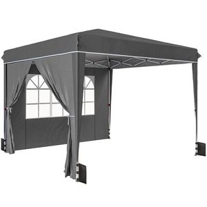 Outsunny Pavilon de grădină exterior 3x3 m, pavilon pliant cu panouri laterale, protecție UV 50+, sac de transport, gri | Aosom Romania imagine
