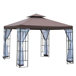 Outsunny Pavilion de grădină cu plasă antimuște și pereți laterali, cort pentru petreceri cu acoperiș dublu, cort de grădină 2, 97x2, 97m | Aosom Romania imagine