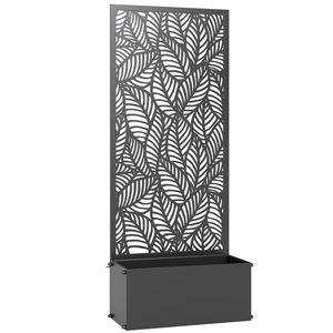 Outsunny Jardinieră cu spalier, ladă pentru flori, cu paravan, pentru plante cățărătoare, metal, 45 x 21, 5 x 110 cm, negru | Aosom Romania imagine