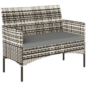 Outsunny Canapea de grădină 2 locuri din rășină împletită cu perne canapea de exterior cu cotiere 115 x 63 x 85 cm gri deschis | Aosom Romania imagine