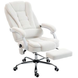 Vinsetto Fotoliu de birou executive cu masaj și încălzire înălțime reglabilă spătar înclinabil tapițerie din in alb | Aosom Romania imagine