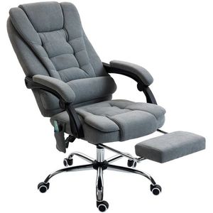 Vinsetto Scaun de birou cu masaj și încălzire, scaun de birou, înălțime reglabilă, spătar înclinat, 65x70x111-119 cm, gri | Aosom Romania imagine