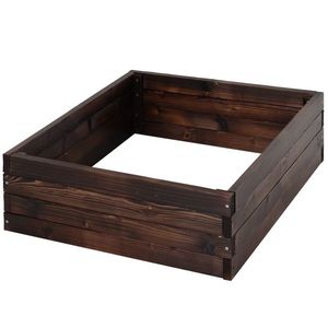 Outsunny Pat înalt pentru grădină, cutie pentru plante, pat pentru legume, pentru ierburi, lemn masiv, maro închis, 60 x 60 x 23 cm | Aosom Romania imagine