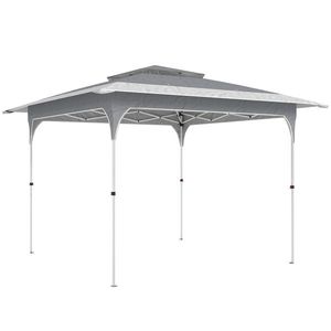 Outsunny Pavilion Pliabil 3.5x3.5 m Pop Up, Montare Ușoară cu Buton Central, Pavilion de Grădină Reglabil pe Înălțime cu Acoperiș Dublu, Geantă de Transport, UV50+, pentru Exterior, Gri Închis | Aosom Romania imagine