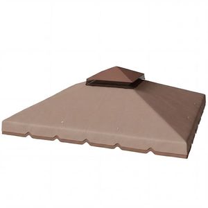 Outsunny Prelată de schimb 3x3 m cu acoperiș dublu Orificii de drenaj și UPF 30+ Doar prelată NU include cadru Kaki | Aosom Romania imagine