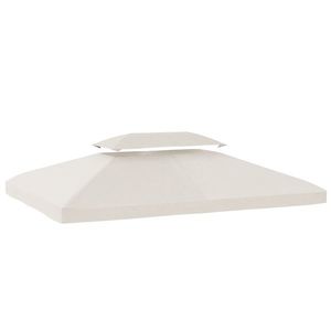 Outsunny Husă de Rezervă 4x3 m cu Acoperiș Dublu Orificii de Drenaj și Protecție UV Doar Husă NU Include Cadru Crem | Aosom Romania imagine
