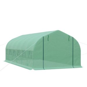 Outsunny Seră de exterior - Seră tip tunel 6x3x2 m, seră mare de grădină cu 12 ferestre și ușă rulabilă cu fermoar, cadru din metal pentru cultivarea plantelor, verde | Aosom Romania imagine