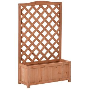 Outsunny Jardinieră cu spalier, bac de flori ridicat, pentru plante cățărătoare, legume, flori, din lemn masiv, interior și exterior, curte, grădină, balcon, 70 x 28 x 117 cm, maro | Aosom Romania imagine