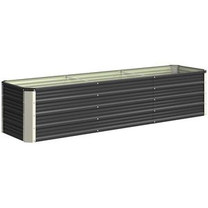 Outsunny Jardiniță înălțată din oțel cu mănuși, pat pătrat pentru grădină pentru flori, ierburi, legume, 183 x 47 x 40 cm, gri | Aosom Romania imagine