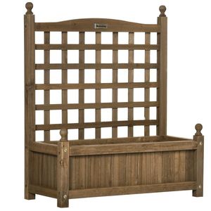 Outsunny Jardinieră cu spalier recipient pentru flori jardinieră pe picior 64 x 28 x 75 cm inserturi de irigare lemn masiv | Aosom Romania imagine