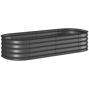 Outsunny Jardinieră înălțată pătrat pat de grădină din oțel modulabil legume, plante, flori, dim. 150 x 62 x 30 cm gri | Aosom Romania imagine