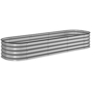 Outsunny Pat înalt pentru plante, pat modular înălțat, muchii protejate, design fără fund, 195 x 62 x 30 cm, Argintiu | Aosom Romania imagine