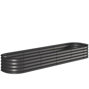Outsunny Jardinieră pătrată modulabilă din oțel galvanizat pentru legume, plante, flori, 240 x 62 x 30 cm gri închis | Aosom Romania imagine