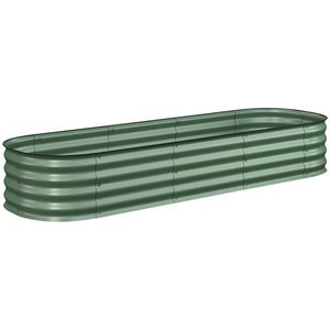 Outsunny Jardinieră înălțată pătrat pentru grădină din oțel modulară pentru legume, plante, flori, dim. 195 x 62 x 30 cm, verde | Aosom Romania imagine
