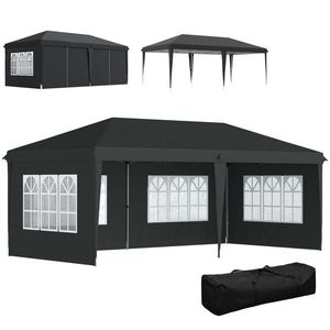 Outsunny Tonelă pop-up pliabilă - cort de recepție - 3 x 6 m 3 părți detașabile negru | Aosom Romania imagine
