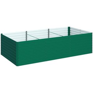 Outsunny Jardinieră ridicată galvanizată dreptunghiulară pentru exterior - fund deschis - 240 x 120 x 60cm, verde | Aosom Romania imagine