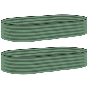 Outsunny Set de 2 paturi înălțate pentru grădină, ghivece de exterior cu fund deschis, margine din cauciuc, metal, 181 x 93 x 30 cm, Verde | Aosom Romania imagine