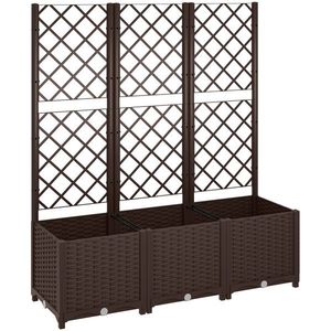 Outsunny Jardinieră cu spalier pat ridicat pentru grădină jardinieră exterioară cu 8 orificii de drenaj 120 x 40 x 135 cm maro | Aosom Romania imagine
