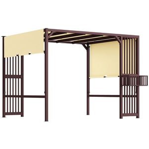 Outsunny Pergolă Pavilion 3x2, 5m UPF30+ stabil rezistent la iarnă protecție solară cu prelată glisantă reglabilă Maro închis | Aosom Romania imagine