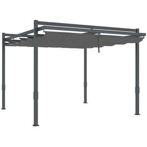 Outsunny Pergolă pavilion aprox. 3, 5 x 3 m Aluminiu stabil, rezistent la iarnă, protecție solară cu acoperiș glisant reglabil, gri | Aosom Romania imagine