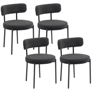 HOMCOM Set de 4 scaune de sufragerie cu spătar din țesătură picioare din oțel 51 x 51 x 76 cm negru | Aosom Romania imagine
