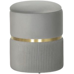 HOMCOM Taburet rotund de depozitare, Taburet tapițat cu catifea și capac detașabil, șezut căptușit și spațiu de depozitare ascuns, Gri deschis | Aosom Romania imagine