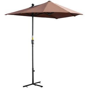 Outsunny Umbrelă de Terasă 200x190x240 cm cu Manivelă, Stâlp din Oțel și Bază în Formă de Cruce Anti-UV pentru Terasă și Balcon, Gri | Aosom Romania imagine