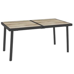 Outsunny Masă de Patio, Masă de Balcon, Masă de Dining pentru Exterior 145 x 85 cm pentru 6 Persoane cu Efect de Lemn, Cadrul din Oțel, Gri | Aosom Romania imagine