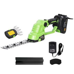 Outsunny 2-în-1 Foarfecă cu acumulator pentru gard viu, foarfecă electrică pentru gard viu & tufe cu lungime de tăiere 20/10 cm, încărcător | Aosom Romania imagine