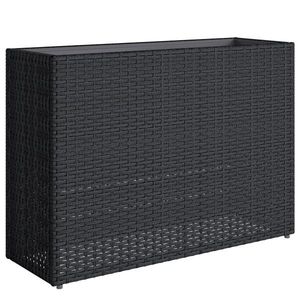 Outsunny Jardinieră înălțată din rășină împletită, suport flori cu vas detașabil și picioare reglabile, cadru din oțel, negru | Aosom Romania imagine