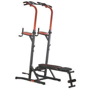 HOMCOM Statie Pliabila si Multifunctionala pentru Antrenament din Otel cu Bara de Tractiune si Scaun Roman, 108x178x202-238cm imagine