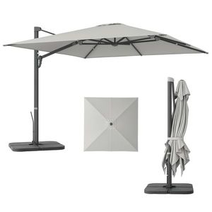 Outsunny Umbrelă Suspendată 3.6x3 m Rotativă și Inclinabilă Gri Deschis | Aosom Romania imagine