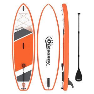 Outsunny Placă SUP Gonflabilă pentru Adulți, Stand Up Paddle Board cu Suprafață Antiderapantă EVA, Pagaie Reglabilă din Aluminiu, Rucsac, Pompă, Aripioară Detașabilă, Capacitate 160 kg, 320x82x15cm, Toate Nivelurile | Aosom Romania imagine