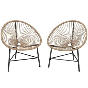 Outsunny Set de 2 Scaune Acapulco din Ratan, Structură din Oțel, pentru Balcon și Verandă | Aosom Romania imagine