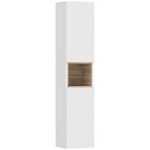 HOMCOM Mobilier de Baie cu 2 Uși, Rafturi Reglabile și Spațiu Deschis, Lemn, 30x24x140 cm, Alb | Aosom Romania imagine