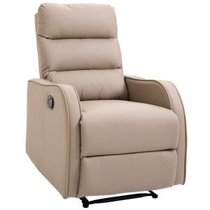 HOMCOM Fotoliu Reclinabil 160° cu Suport pentru Picioare, din Piele PU, Lemn și Oțel, 65x89x100 cm, Maro Deschis | Aosom Romania imagine