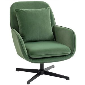 HOMCOM Fotoliu de Salon Rotativ 360° cu Pernă Lombară Detașabilă, Șezut Generos, Fotoliu Tapițat Modern din Catifea cu Cotiere, pentru Living, 73x83.5x85 cm, Verde | Aosom Romania imagine