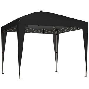 Outsunny Gazebo 3x3 m Pliabil Pop Up cu Înălțime Reglabilă, UV50+, Gazebo de Grădină cu Lumină Centrală și USB, Telecomandă, Geantă de Transport, pentru Exterior, Camping, Petreceri, Negru | Aosom Romania imagine