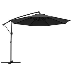 Outsunny Umbrelă de Grădină Suspendată 3 m cu Husă, Umbrelă Rotundă Inclinabilă cu Rotație 360°, Manivelă, Banana, Negru | Aosom Romania imagine