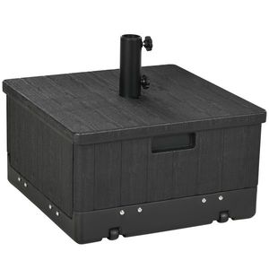Outsunny Bază pentru Umbrelă 3-în-1 Exterior, Măsuță de Cafea, Jardinieră cu Orificiu de Scurgere, Capacitate 80 kg, Suport Umplut cu Roți și Mânere pentru Terasă și Piscină, Negru | Aosom Romania imagine