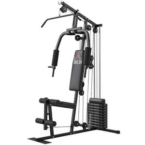 HOMCOM Stație de musculație fitness cu 9 blocuri de greutate de 5 kg, 45 kg în total, antrenament complet - 200 x 135 x 103 cm | Aosom Romania imagine