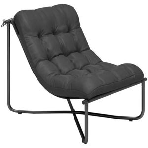 Outsunny Fotoliu lounge outdoor, fotoliu ergonomic de grădină cu pernă prietenoasă pielii, șezut lat, cadru din oțel, gri închis | Aosom Romania imagine
