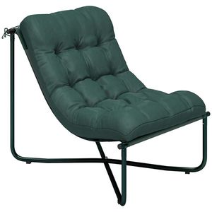 Outsunny Scaun de grădină Fotoliu de grădină cu pernă Șezut sling respirabil Cadru din oțel pentru grădină terasă 76 x 92 x 76 cm Verde închis | Aosom Romania imagine