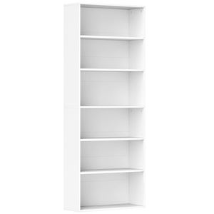 HOMCOM Bibliotecă raft de depozitare 6 niveluri cu polițe reglabile pentru living, dormitor, birou, 60x24x158, 5cm, alb | Aosom Romania imagine